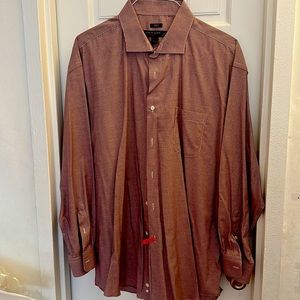 Pronto Uomo regular cuff dress shirt 18 34/35 100% Egyptian Cotton - burgundy